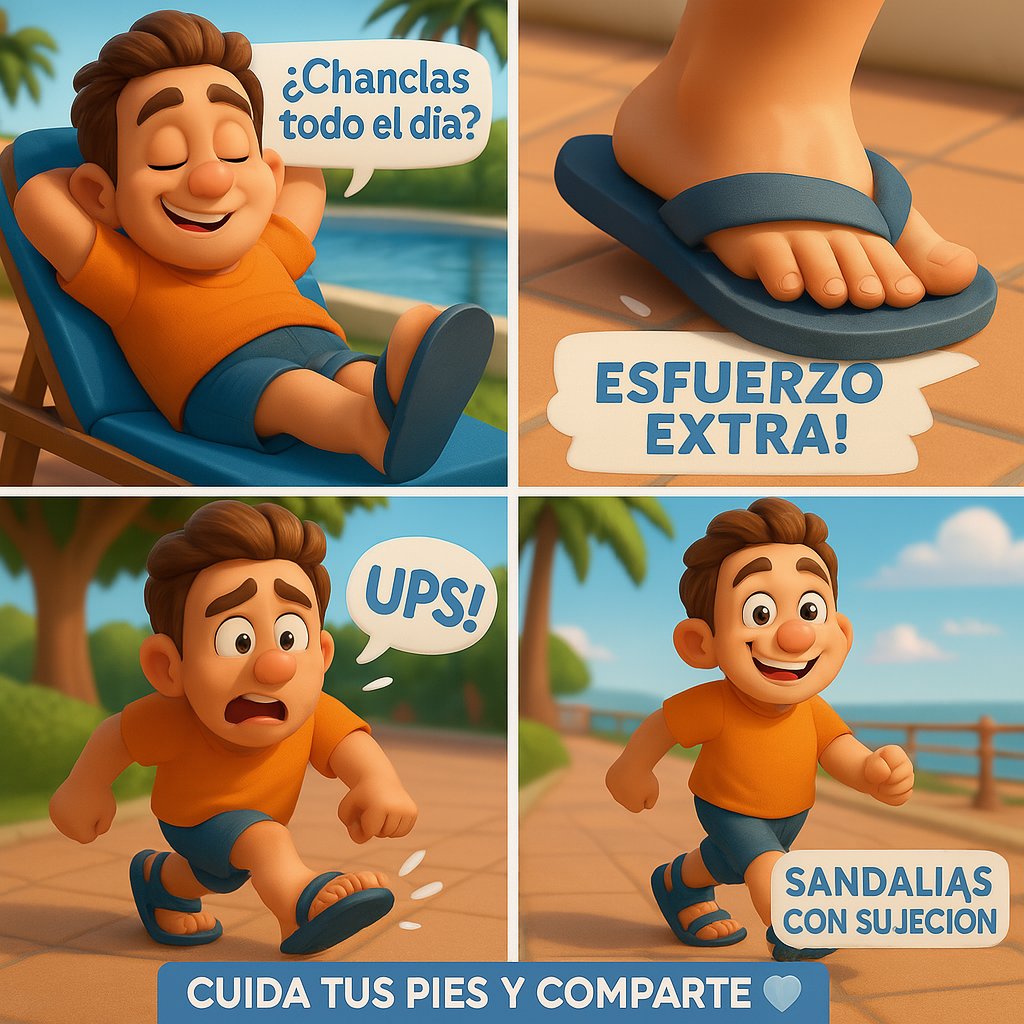 📌 ¡CUIDADO CON LAS CHANCLAS DE DEDO! 🩺👣

📣 Comparte este post y ayúdanos a que más gente camine sin dolor este verano.

Creado y validado por: Joaquín Alfaro Micó, Traumatólogo.

#SaludDeLosPies #Podología #VeranoSaludable #Prevención #Chanclas #CuidaTusPies