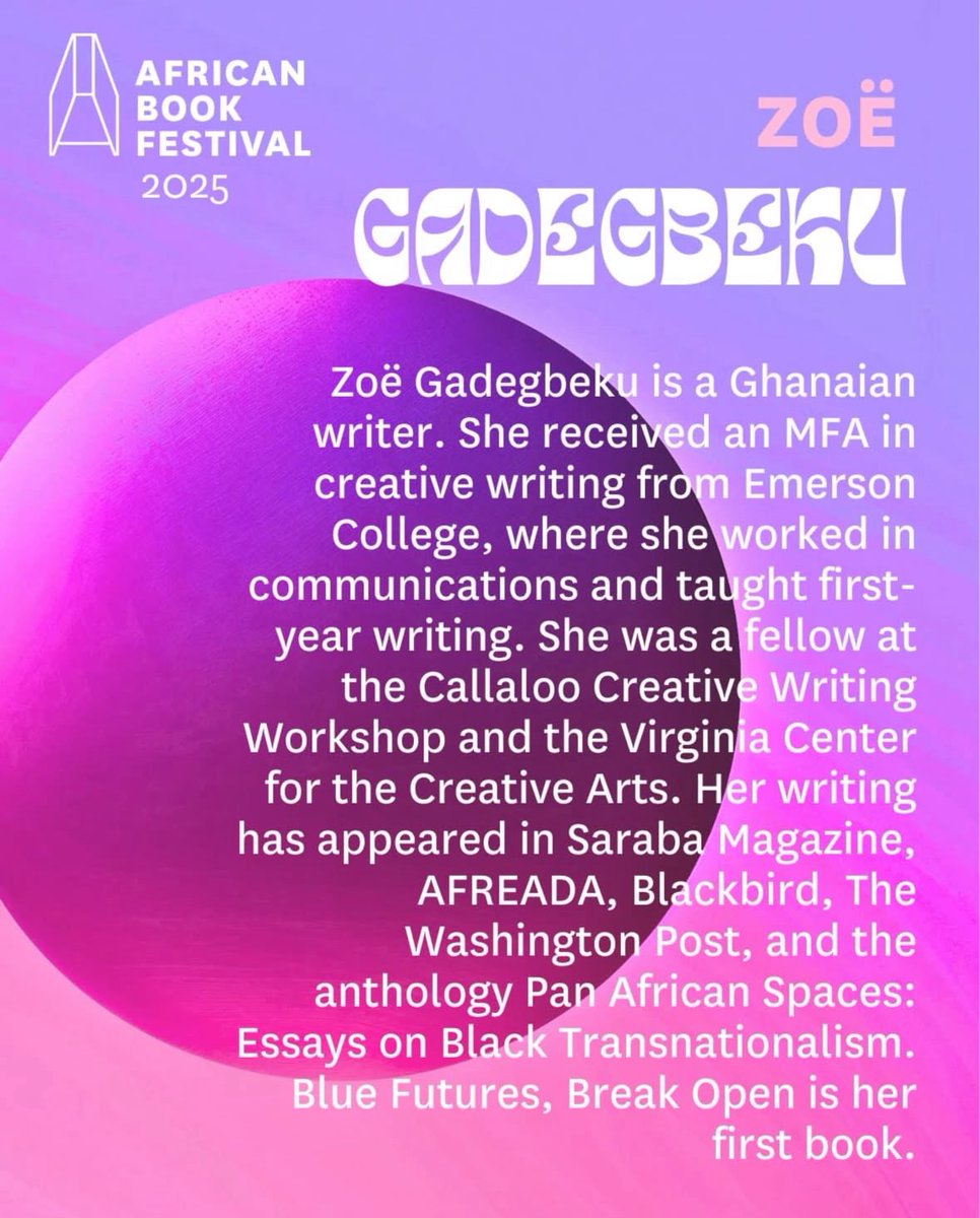 WVUPRESS's tweet image. Only ONE DAY left to #ABF2025 !!
Zoë Gadegbeku will be at the African Book Festival @abfberlin in Berlin, Germany! She’ll be participating in multiple events on Sunday:
11am CEST —— IMAGINED COMMUNITIES: Fiction & Environmental Change
12:30pm CEST —— LOVE & VENGEANCE: The…