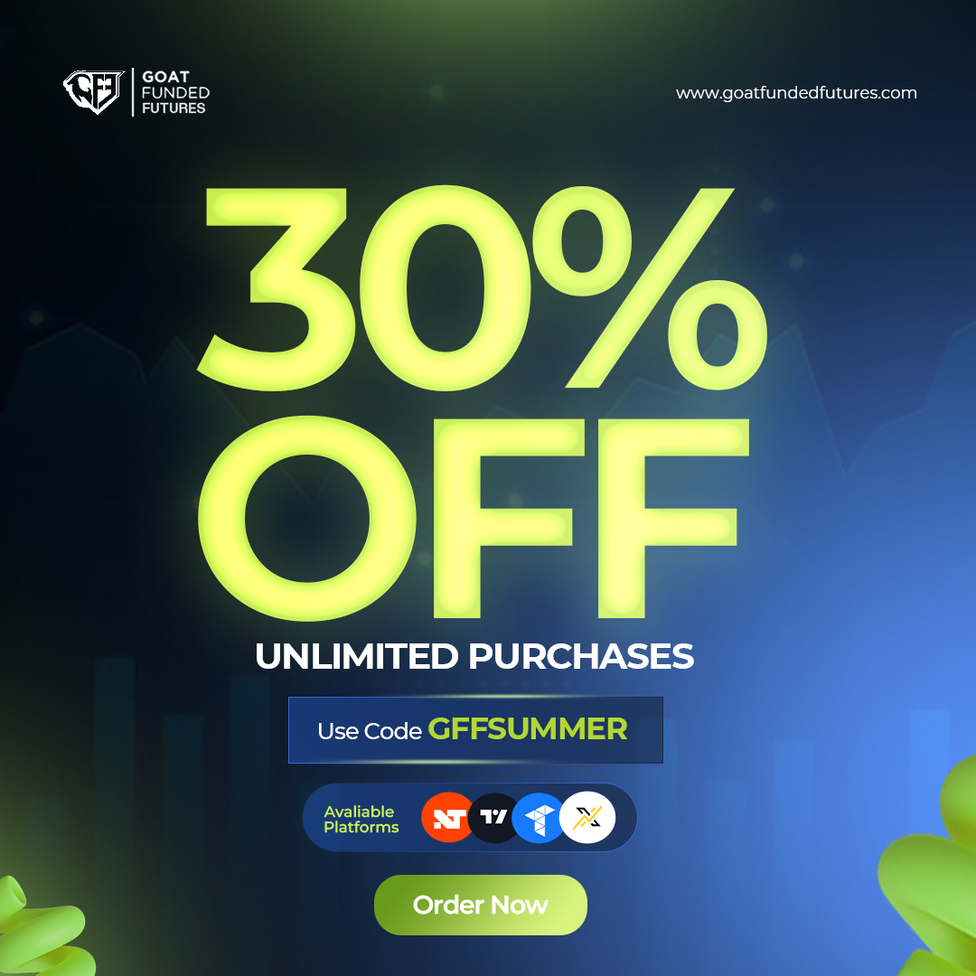 🔥 SUMMER JUST GOT BETTER at Goat Funded Futures 🔥

Take advantage of our 30% OFF deal 

on UNLIMITED purchases 🌴

Whether you're just starting out or scaling up your trading journey, 

now’s the time to save big.

✅ Valid on ALL plans

✅ Works on top platforms: Tradovate,