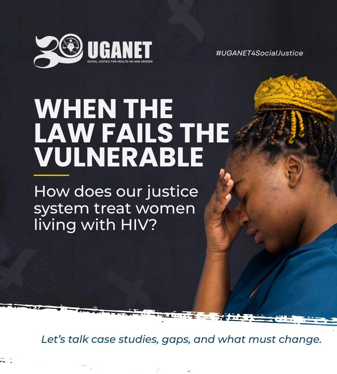 Uganetlaw's tweet image. 🛑 WHEN THE LAW FAILS THE VULNERABLE
How does our justice system treat women living with HIV?
Too often, it silences them.
Dismisses their pain.
Ignores their rights.
Women living with HIV face double discrimination, for their health status and their gender. When they seek…