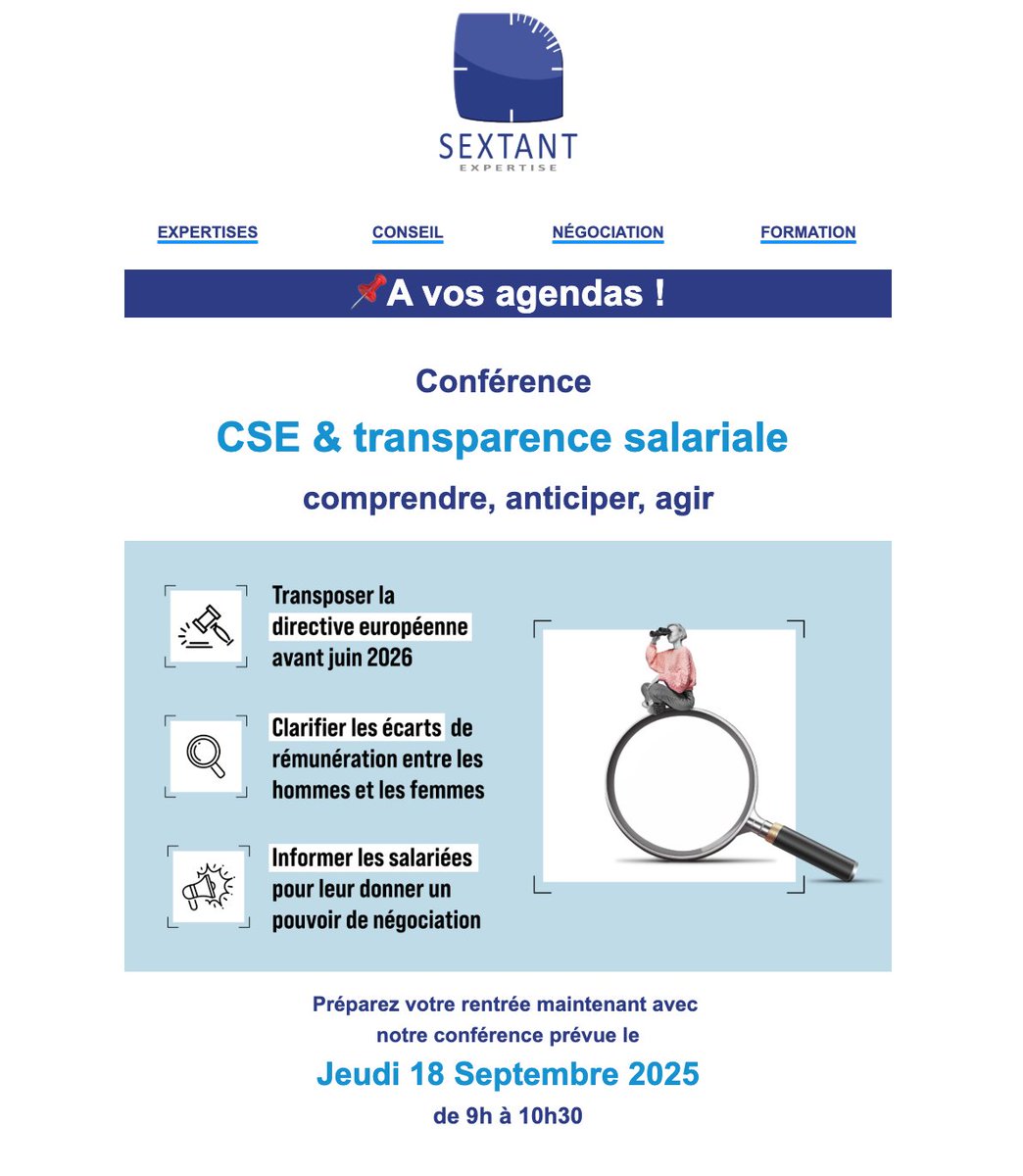 sneplcftc's tweet photo. Jeudi 18 Septembre 2025 de 9h00 à 10h30 : conférence CSE &amp; transparence salariale : comprendre, anticiper, agir !

Toutes les informations sur notre site internet : https://t.co/I2biWUkk8d

#snepl #cftc #formation #cse #salaire https://t.co/dhcDGzzsGv