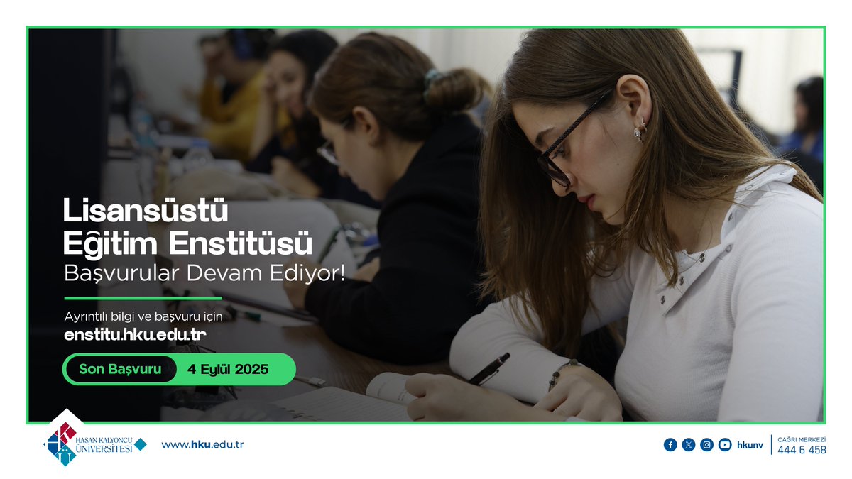 🎓Hasan Kalyoncu Üniversitesi Lisansüstü Eğitim başvuruları devam ediyor!

📅 Son Başvuru Tarihi: 4 Eylül 2025

Detaylı bilgi için:
⏬👇⏬
enstitu.hku.edu.tr/ilanlar/25-26-…

📩eposta: enstitu@hku.edu.tr

#hkunv #HasanKalyoncuÜniversitesi #HKÜ #Lisansüstü #Doktora #YüksekLisans #Akademik