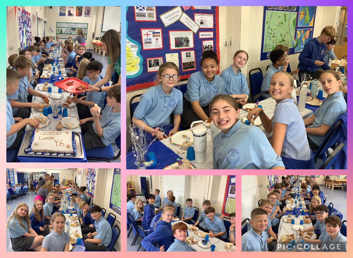Today Year 6 were cheered by the school as they entered the hall and enjoyed their special leaver’s lunch. Thank you to Mrs Bradley and team for preparing a delicious banquet of food. 🩵