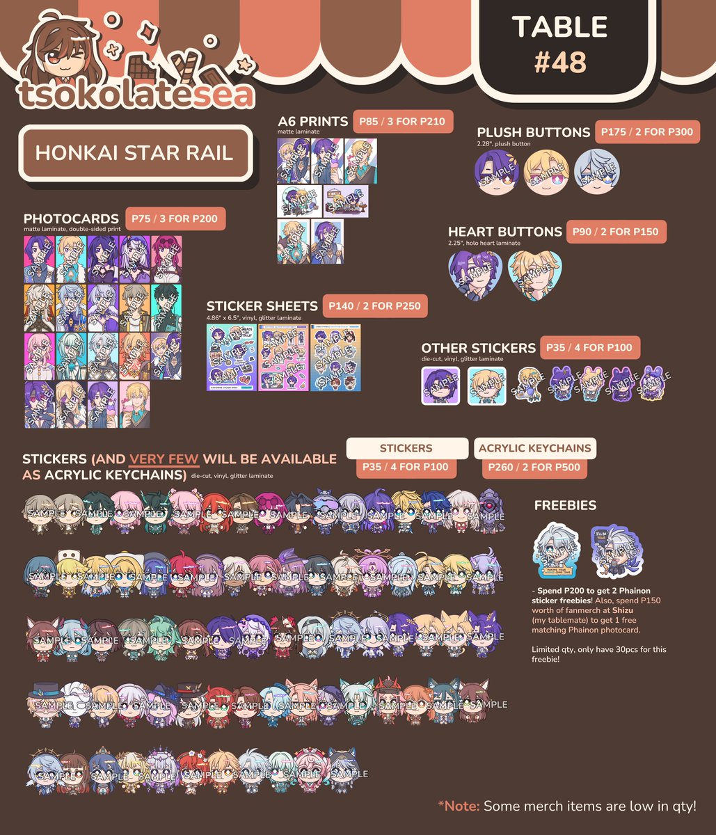 tsokolatesea's tweet image. [❤&amp;amp;🔁 appreciated!]

Hi! Here&apos;s my catalog for #HoYoFEST2025 on July 24-27, tabling w/ @shizuart179226 at booth #48! It&apos;ll be my first time boothing again since 2018 😭🫶

Pick-up order reqs - only up to July 22! Please DM if interested!

Genshin/HSR/ZZZ

#HoYoFEST2025catalog