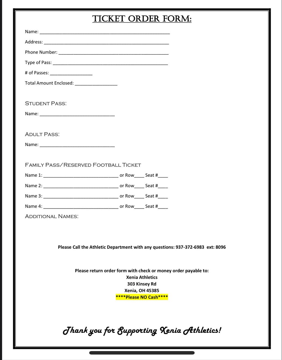 XeniaAthletics's tweet image. ***On Sale***

All-Sports Passes
Reserved Football Seats

Starting 9am July 21st in the Athletic Office!  

Passes will be sold M-F 9am-11am in the athletic office and Thursday July 24th at the fall parent meeting from 5-7pm at XHS!

@xeniabucsfb