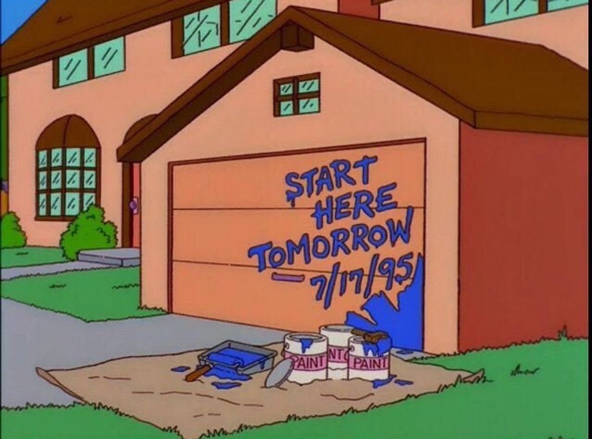 Se cumplen 30 años desde que Homero debía terminar de pintar la puerta del garage.