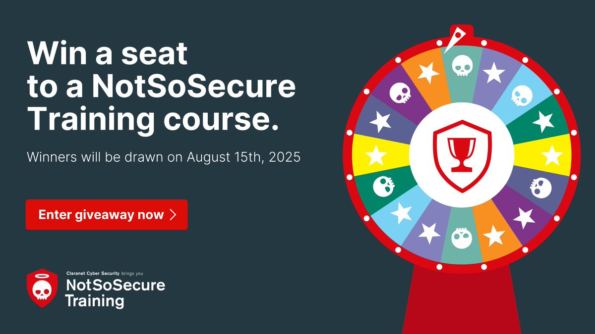 We’re giving away free seats to our upcoming #NotSoSecure training courses. These hands-on sessions are designed to help you build real-world #cybersecurity skills. Enter the giveaway now: claranet.com/us/publiccours…

#OffensiveSecurity #PenTesting #AppSec #SecurityTraining