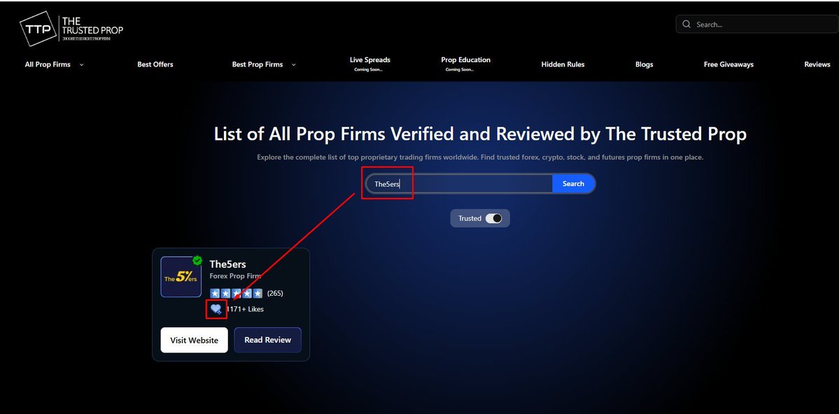 🎁Giveaway Alert 🎁 
 
2 x $5,000 High Stakes Accounts.  

1. Vote for The5ers as favourite on The Trusted Prop :-
thetrustedprop.com/prop-firms?sta… (show proof in the comment, I will check)  

2. Follow :- <a href="/Minato_MMXM/">Minato💛</a>  <a href="/the5erstrading/">The5ers</a> 

Winners will be announced after 26th July