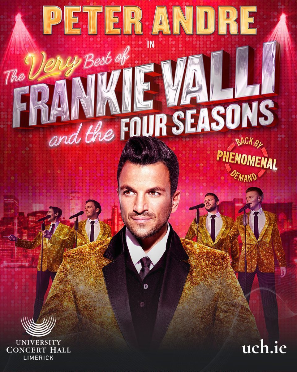 🎶 Peter Andre in The Very Best of Frankie Valli &amp; The Four Seasons 🎶

📅 Wednesday 1st April 2026
⏰ 7.30pm
🎟 €50 (Booking Fees Apply)

📞 061 331 549
🌐 uch.ie
