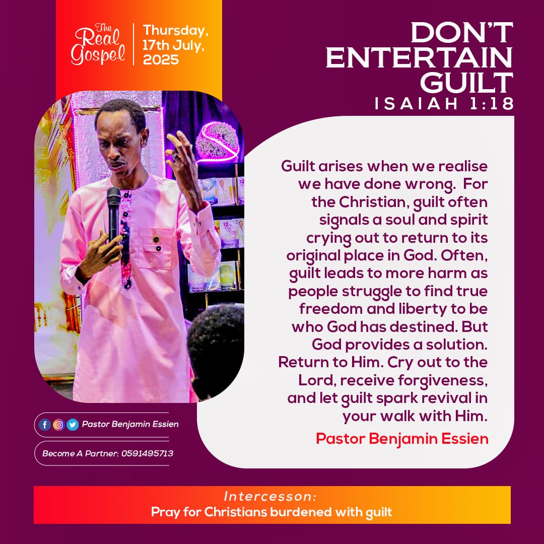 BenjaminPs77's tweet photo. DON’T ENTERTAIN GUILT
#bibleverseoftheday #dailydevotional #REGO https://t.co/edDaS1f8Bd