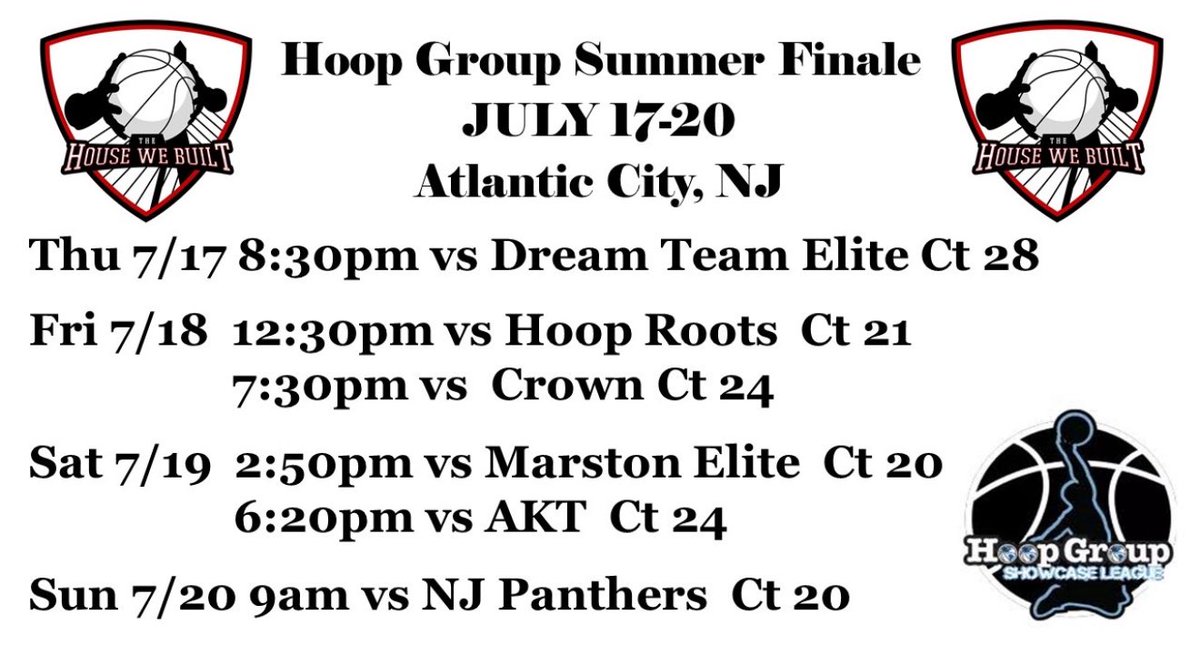Coaches Here is my schedule for the Hoop Group Summer Finale in Atlantic City!