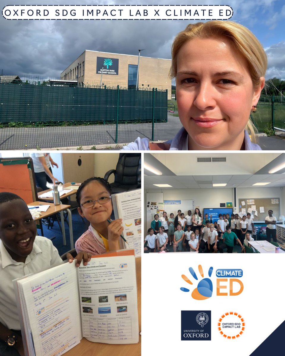 OxfordSDGLab's tweet image. 🌱What does climate action look like in a Y6 classroom?
Dr Susann Stritzke just wrapped up her final session volunteering with @ClimateEdUK at Barton Park Primary
Pupils explored the #climatecrisis and how their daily choices shape the world🌍
Read more tinyurl.com/4y2nmawe