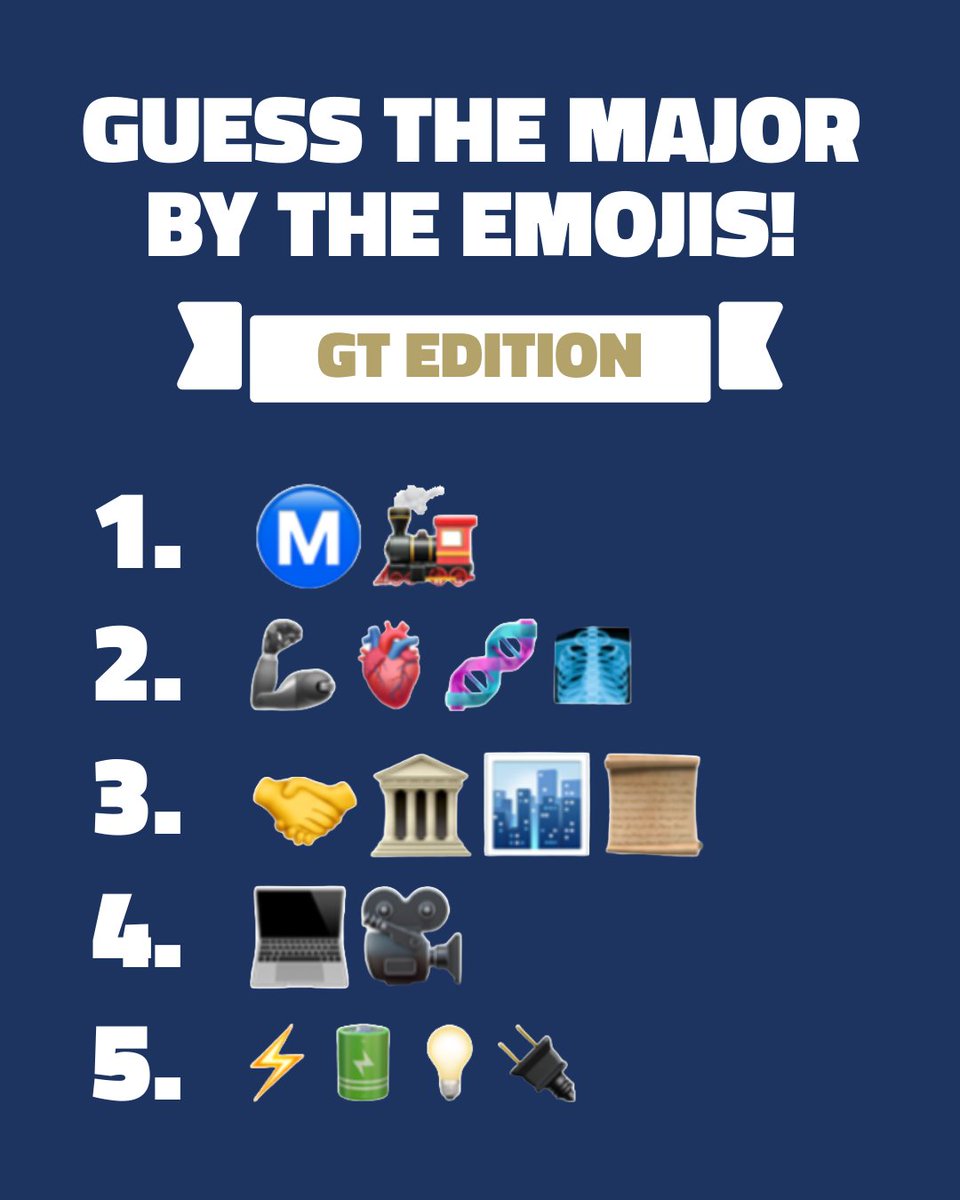Guess these GT majors as emojis 🧐🐝 #WorldEmojiDay

Answer reveal on 7/24