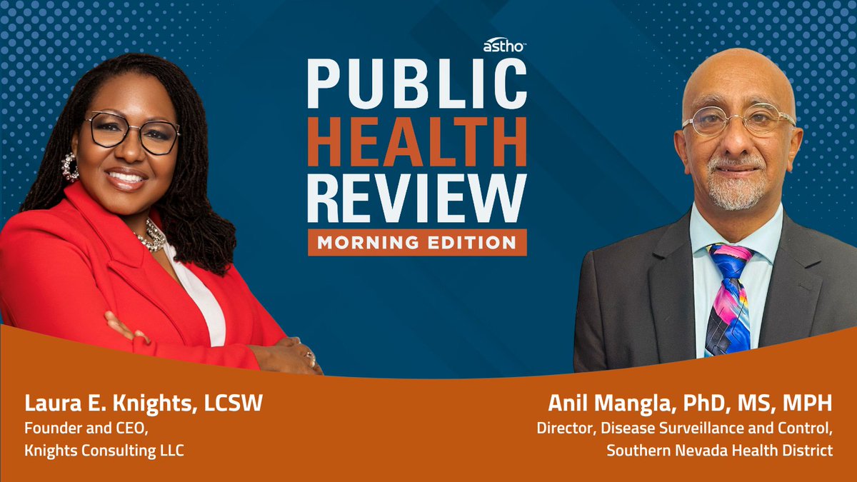 ASTHO (@astho) on Twitter photo On PHRME: Hear Laura E. Knights share how ASTHO is helping leaders grow through the Ignite, Accelerate, and Activate webinar series. Also, Anil Mangla of <a href="/SNHDinfo/">Southern Nevada Health District</a> discusses what to expect from the INSPIRE webinar on wastewater surveillance.
Tune in: discover.astho.org/46MfrEY. On PHRME: Hear Laura E. Knights share how ASTHO is helping leaders grow through the Ignite, Accelerate, and Activate webinar series. Also, Anil Mangla of <a href="/SNHDinfo/">Southern Nevada Health District</a> discusses what to expect from the INSPIRE webinar on wastewater surveillance.
Tune in: discover.astho.org/46MfrEY.
