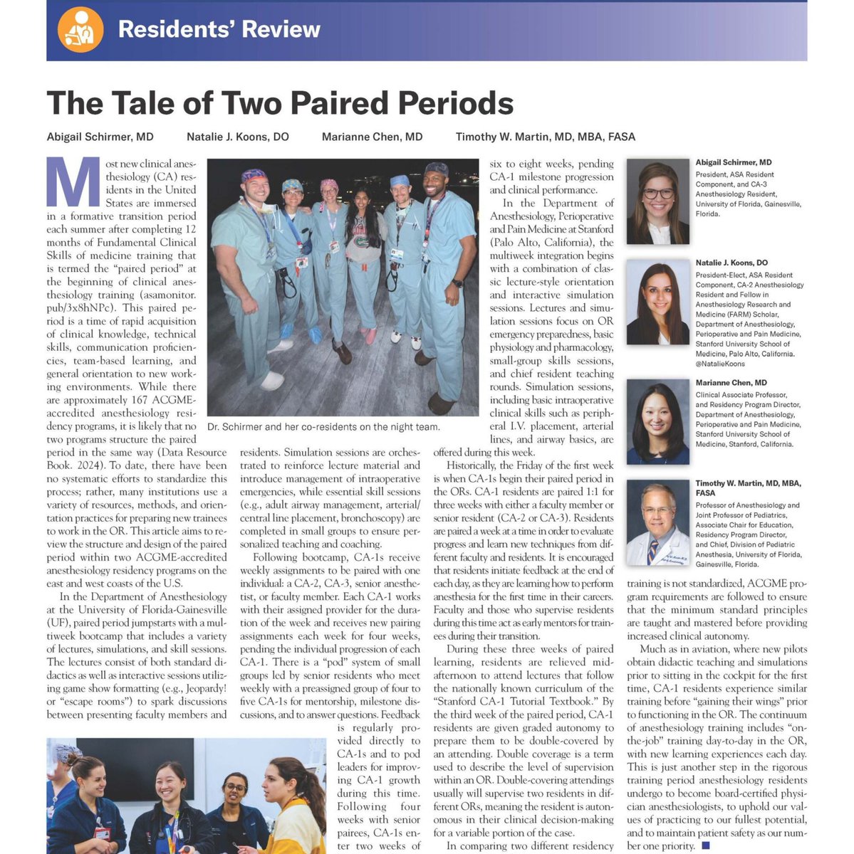 ASAMonitor's tweet image. The structure and design of the paired period during anesthesiology residency differs across programs. To date, there have been no systematic efforts to standardize this process.
Learn more: ow.ly/WKOr50Wjlr5
@AbigailSchirmer @UFAnesthesia @NatalieKoons @stanfordanes