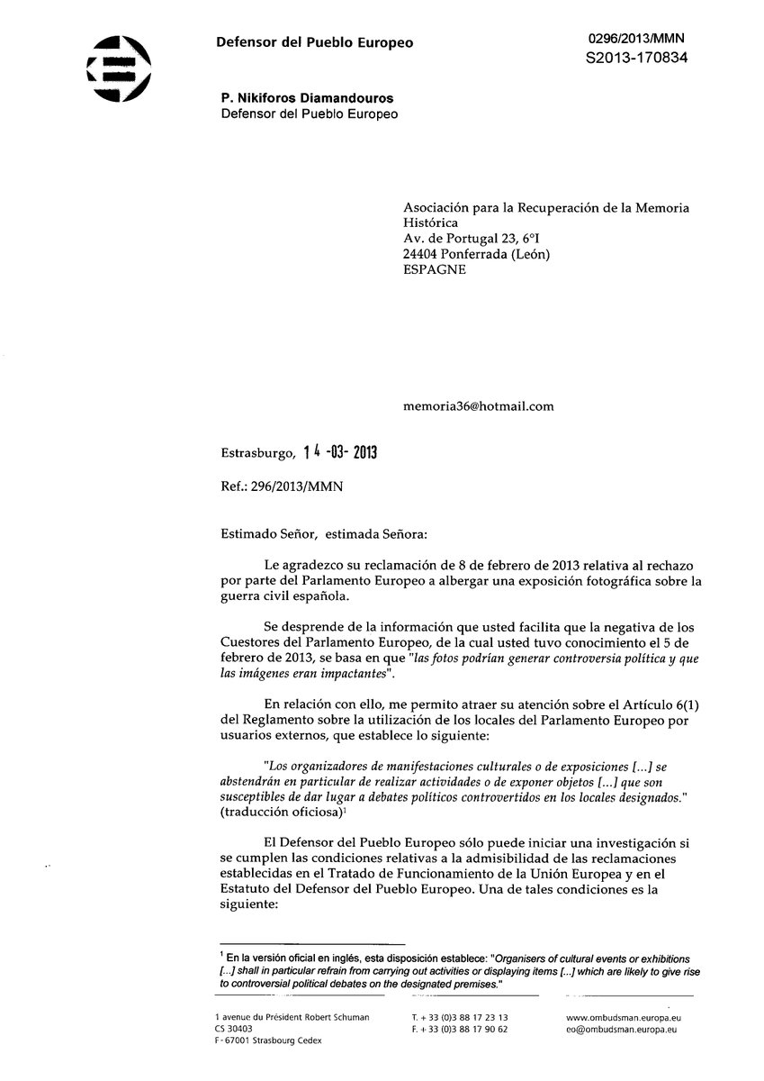 ARMH_Memoria's tweet image. El Parlamento Europeo admite una exposición sobre el Valle de los Caídos que dice que los presos políticos que picaron granito eran voluntarios. Puro negacionismo. A nosotros nos censuraron una exposición sobre los desaparecidos del franquismo "por controvertida". @Europarl_ES