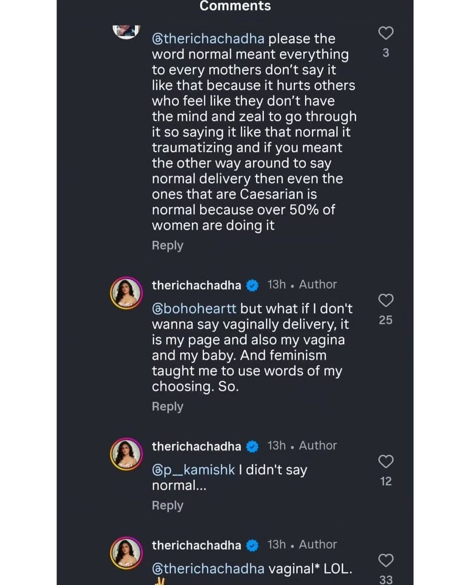 vayambharat's tweet photo. Richa Chadha shuts down trolls with a powerful message after being criticized for saying “natural birth” in her post.
She stands firm for all moms, reminding the world that every birth is valid and personal.
#RichaChadha #MomPower #BirthChoice #MyBodyMyRules #MotherhoodJourney #BoldAndReal #WomenEmpowerment #MohitSuri #Patna #Brahmins #लखीमपुरखीरी #Q1Results #FreeElectricity #Madharasi #VitaminCC #चन्दन_मिश्रा #Airtel