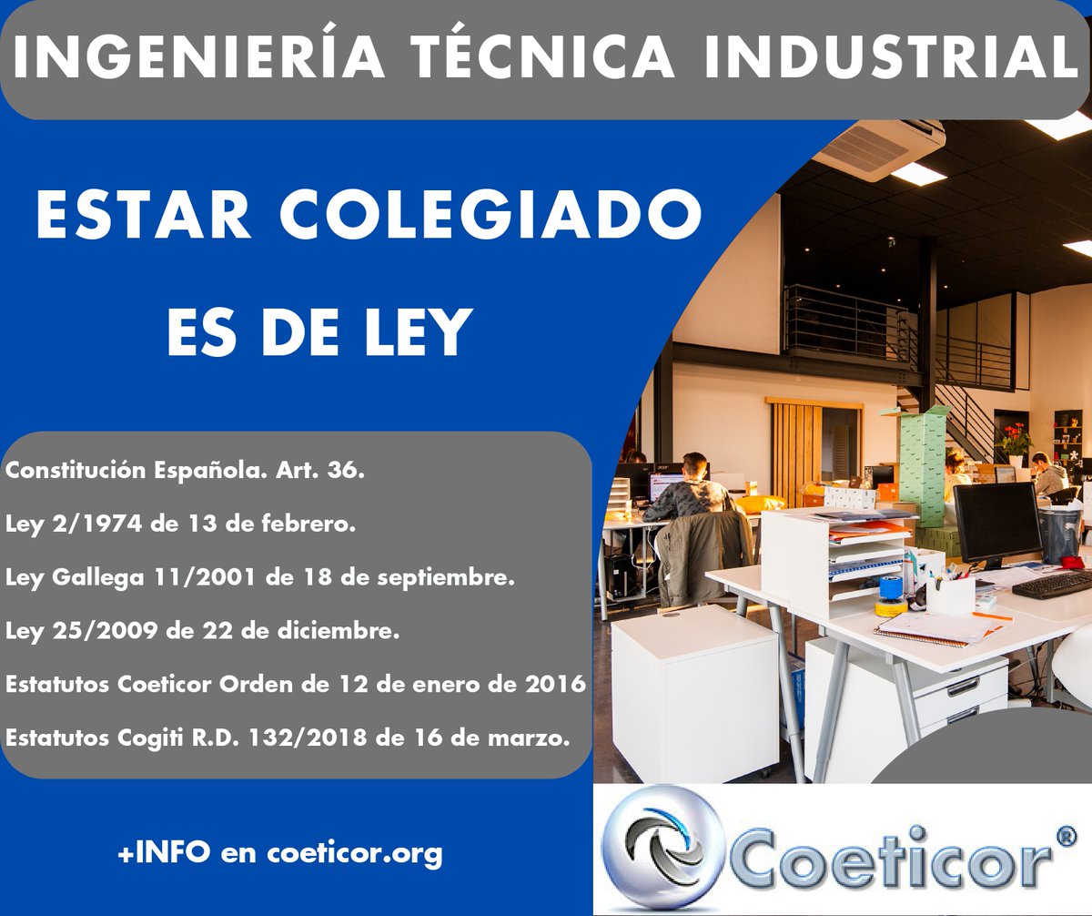 DEBIDO A LAS NUMEROSAS CONSULTAS REALIZADAS TANTO POR PARTE DE ORGANISMOS OFICIALES COMO DE ESTUDIANTES SOBRE LA COLEGIACIÓN, COETICOR HA REDACTADO UN DOSSIER CON LAS PREGUNTAS MÁS FRECUENTES SOBRE LA MISMA
tinyurl.com/coeticor-coleg…