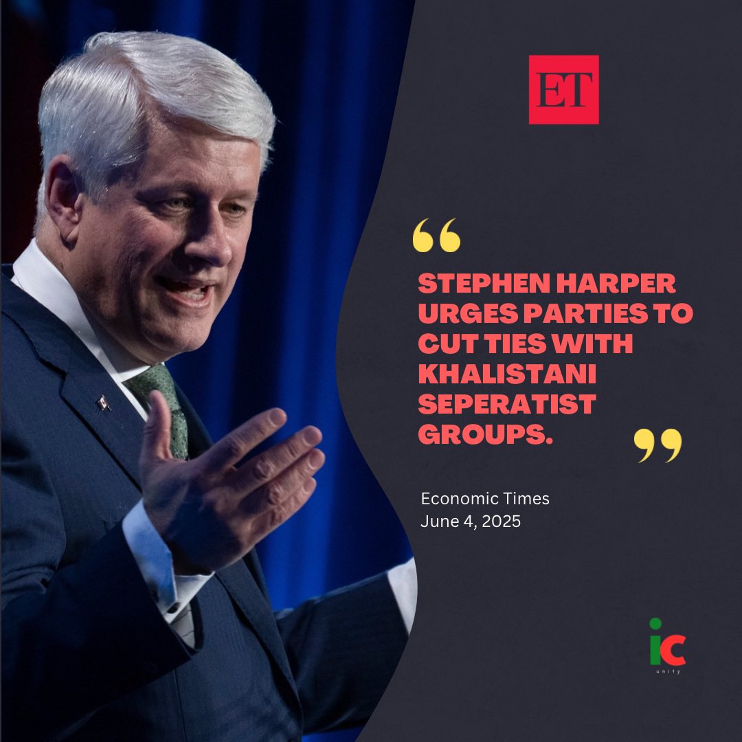 IC_unity's tweet image. Stephen Harper is sounding the alarm: No more pandering. No more vote banks built on hate. 🇨🇦
Keep extremism out.
#StandWithIndia #cdnpoli