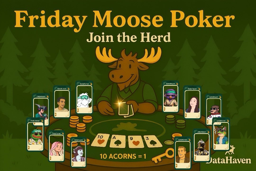Anton_oO 💾 ⚡️ (@anton__oo) on Twitter photo The greatest game that brings the community together. 🃏
In poker, they say: “If you can’t spot the MOOSE at the table… it’s YOU.” 😅
🗓 July 18th — show your bluffing skills and claim your throne at the <a href="/DataHaven_xyz/">DataHaven 🫎</a> Poker. 🫎
<a href="/vickroscryptos/">Vick Rose</a> <a href="/Sabrinadegas/">Sabrina Degas</a> <a href="/GilangSptr13/">G</a> The greatest game that brings the community together. 🃏
In poker, they say: “If you can’t spot the MOOSE at the table… it’s YOU.” 😅
🗓 July 18th — show your bluffing skills and claim your throne at the <a href="/DataHaven_xyz/">DataHaven 🫎</a> Poker. 🫎
<a href="/vickroscryptos/">Vick Rose</a> <a href="/Sabrinadegas/">Sabrina Degas</a> <a href="/GilangSptr13/">G</a>