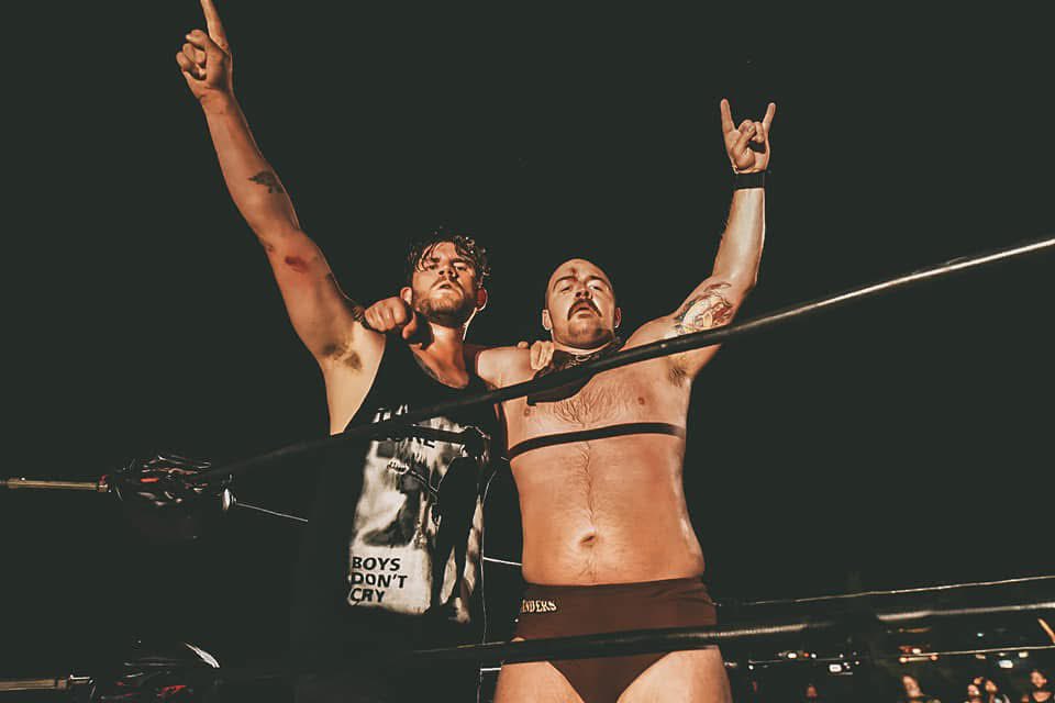 cdye56's tweet image. Only one word needed to describe this shot of @MBrave13 and @1called_manders from @SCWPro It’s Still Reel To Us 2022, ICONIC!!