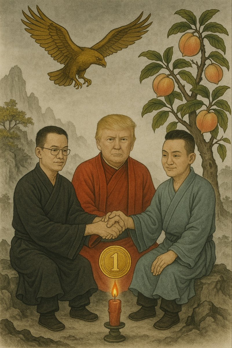 그들은 복숭아 나무밑에서 이미 한마음 한뜻으로 뭉쳤음
They are already united under the peach tree.
他们在桃树下已经抱成一条心了