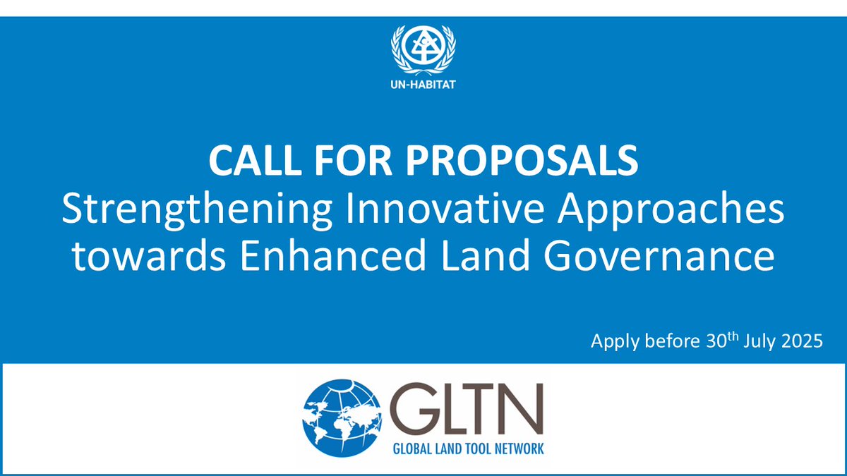 GlobaLandToolNetwork (@gltnnews) on Twitter photo CALL FOR PROPOSALS
<a href="/GLTNnews/">GlobaLandToolNetwork</a> seeks proposals to strengthen the institutionalization of fit-for-purpose land tools and generate actionable knowledge that drives inclusive and sustainable land governance.
Apply before 30 July 2025 tinyurl.com/494ymd82 CALL FOR PROPOSALS
<a href="/GLTNnews/">GlobaLandToolNetwork</a> seeks proposals to strengthen the institutionalization of fit-for-purpose land tools and generate actionable knowledge that drives inclusive and sustainable land governance.
Apply before 30 July 2025 tinyurl.com/494ymd82