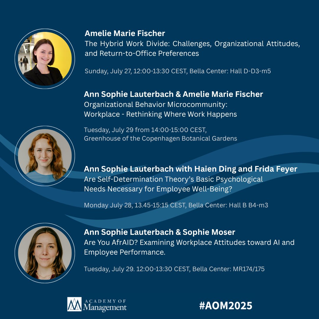 KNFutureWorkLab's tweet image. 🚀 Konstanz goes Copenhagen!
The Future of Work Lab joins #AOM2025 to share research on #HybridWork, #AI, #WellBeing &amp;amp; #DiversityAndInclusion
Meet the team &amp;amp; join the sessions!
📍 July 25–29 | Copenhagen
#FutureOfWork #TeamKunze