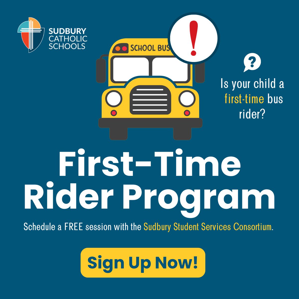 📣 Calling all future JK students! 🚌

Is your child a first-time bus rider? There’s a free, hands-on information session just for them! This event is designed to help our newest students feel confident and excited about riding the school bus.

🔗 Sign Up: consortium.businfo.ca/FirstTimeRider…