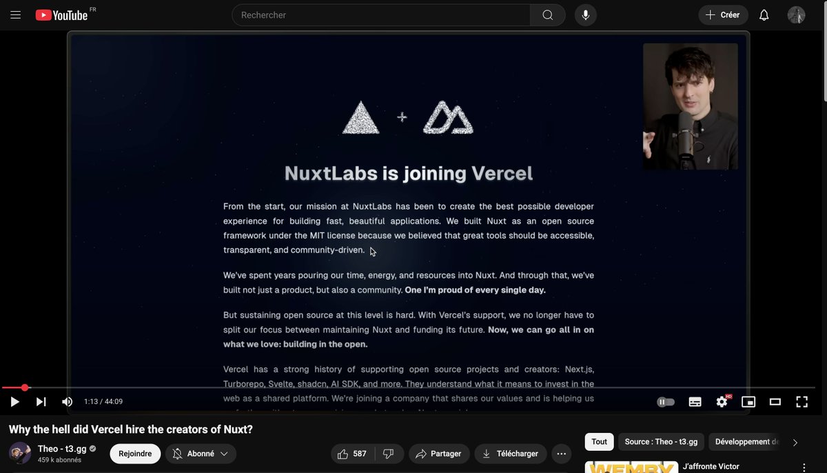 HugoRCD__'s tweet image. My work being featured in a @theo video was definitely not on my 2025 bingo 😂