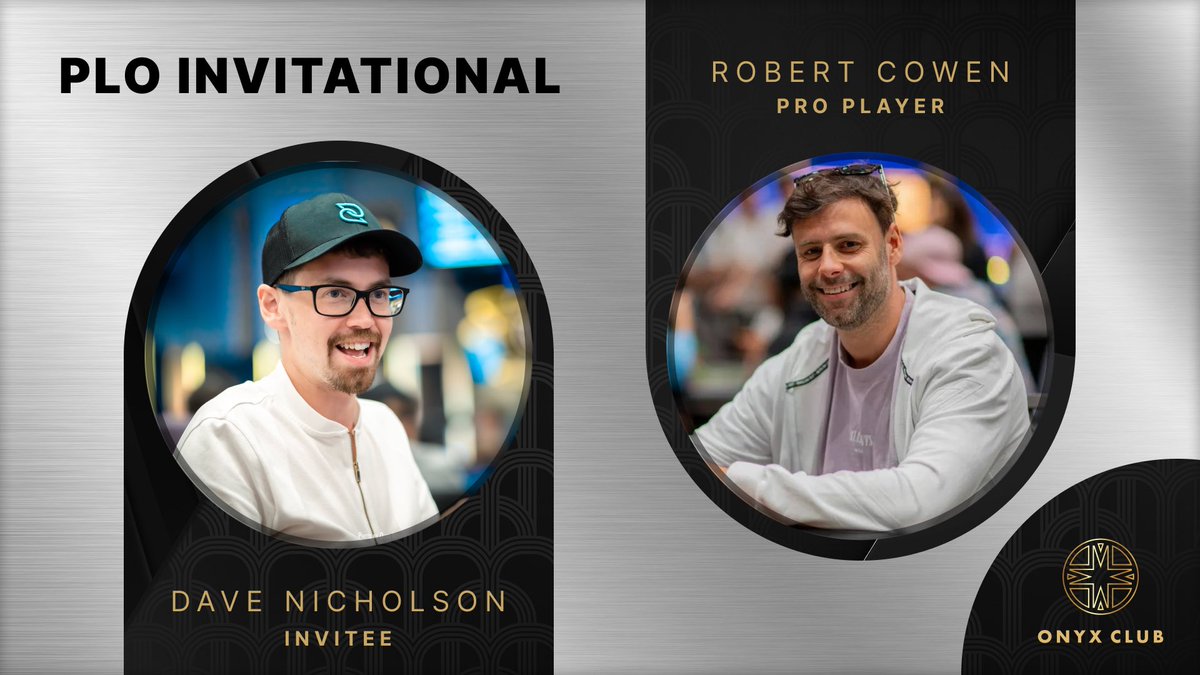 OnyxClub_'s tweet image. Pairing #2 – PLO Invitational ⭐️
$100K PLO Invitational brings
together two very different paths to the same felt.
Businessman Dave Nicholson @lildavefish invites Robert Cowen, a respected PLO player and two-time WSOP bracelet winner.
This battle will be one to remember. 😎…