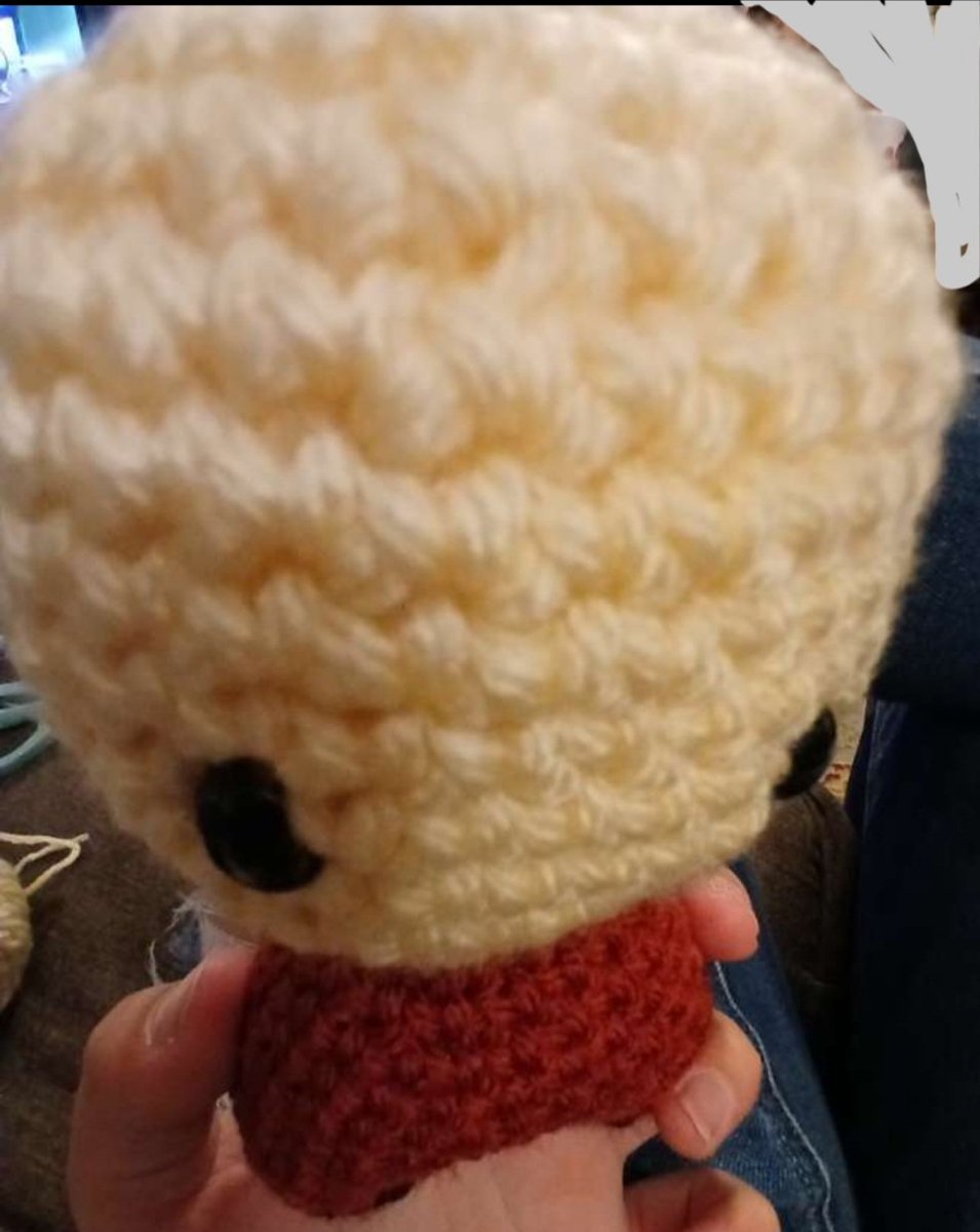 St0ck_HoLm's tweet photo. //Was going through my friend and I's texts and saw this. It's the process of her crocheting Rio for my birthday present. He's bald and armless. 🙂 😭 https://t.co/9TyAWlMJMe