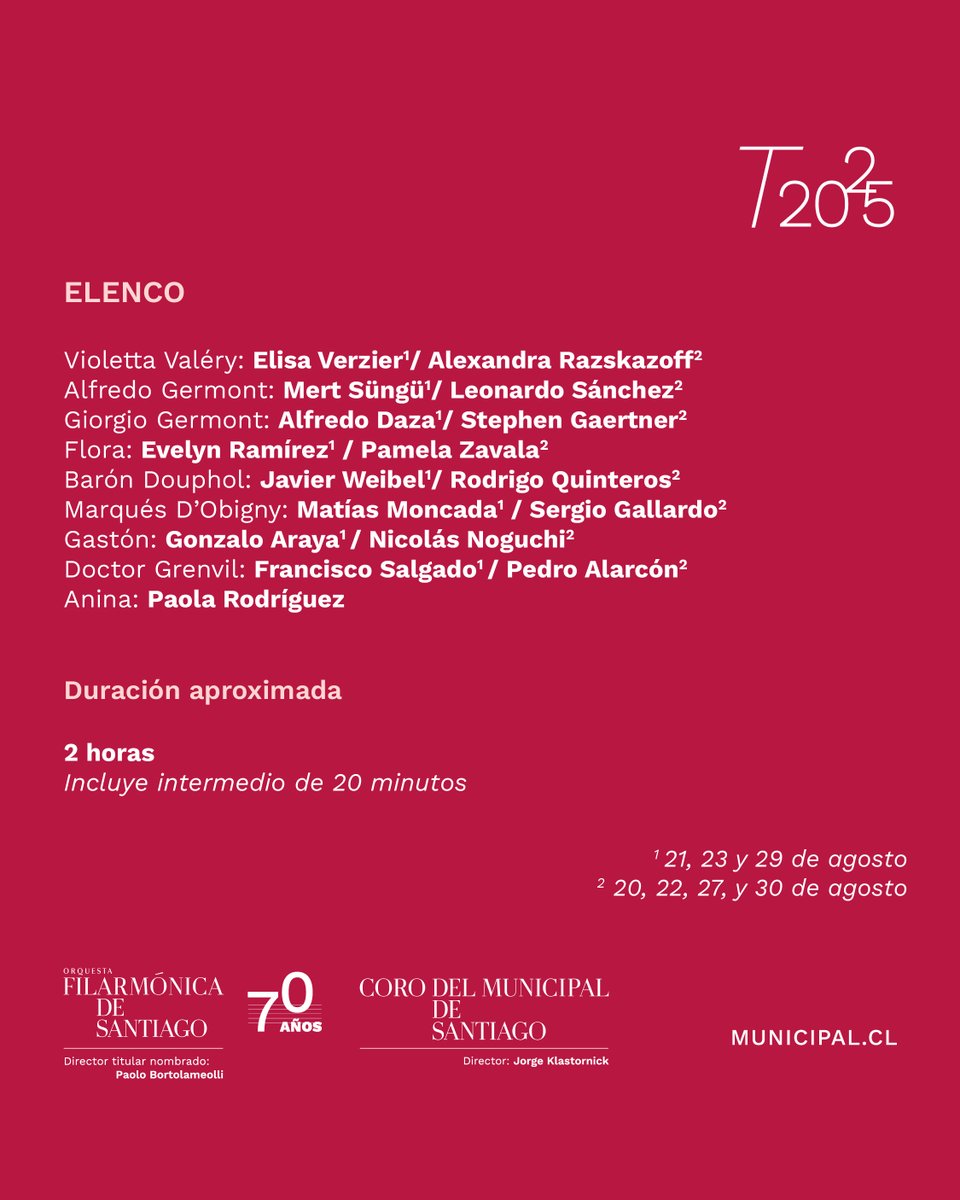 MunicipaldeStgo's tweet image. “La Traviata”: un amor condenado por una sociedad que juzga🎶
Conoce la historia de Violetta Valéry y Alfredo Germont, un amor apasionado que rompe con las apariencias y las convenciones sociales.
📅Del 20 al 30 de agosto
🎟️Entradas en municipal.cl