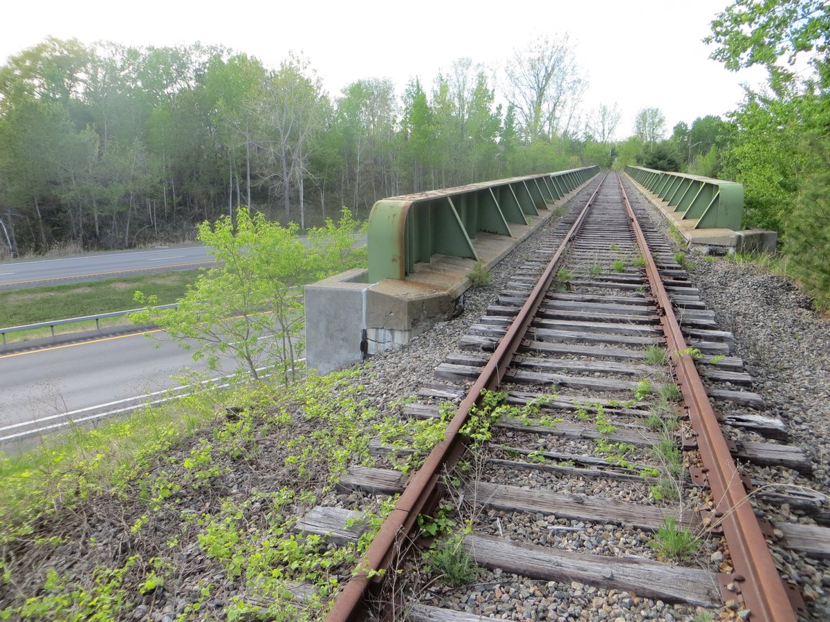 Former Delaware and Hudson Lake Placid Branch, crossing I-87 near Plattsburgh, NY