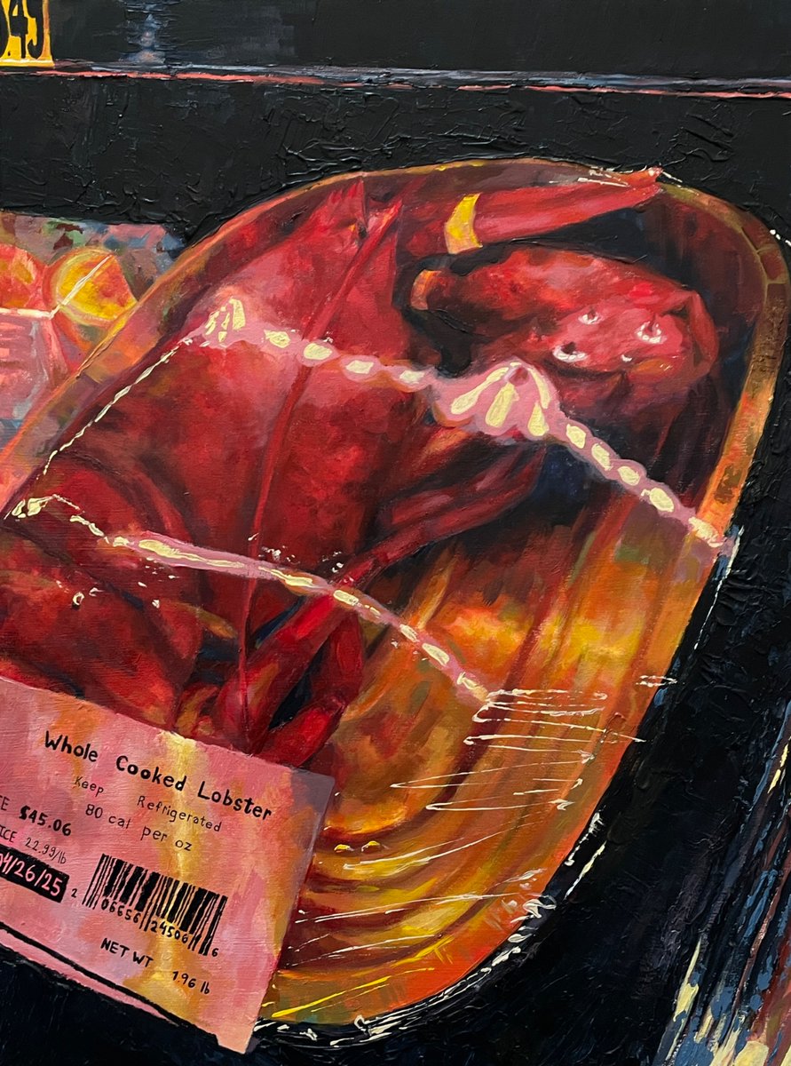 Posting some older art, 18 in x 24 in acrylic painting from March &lt;3 🦞🗣️‼️