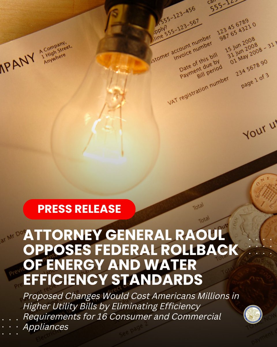 ILAttyGeneral's tweet image. The changes proposed by the Department of Energy would increase Americans’ utility costs, and I am proud to join with my fellow attorneys general to urge the agency to rethink this misguided and costly decision: tinyurl.com/5c8m7638