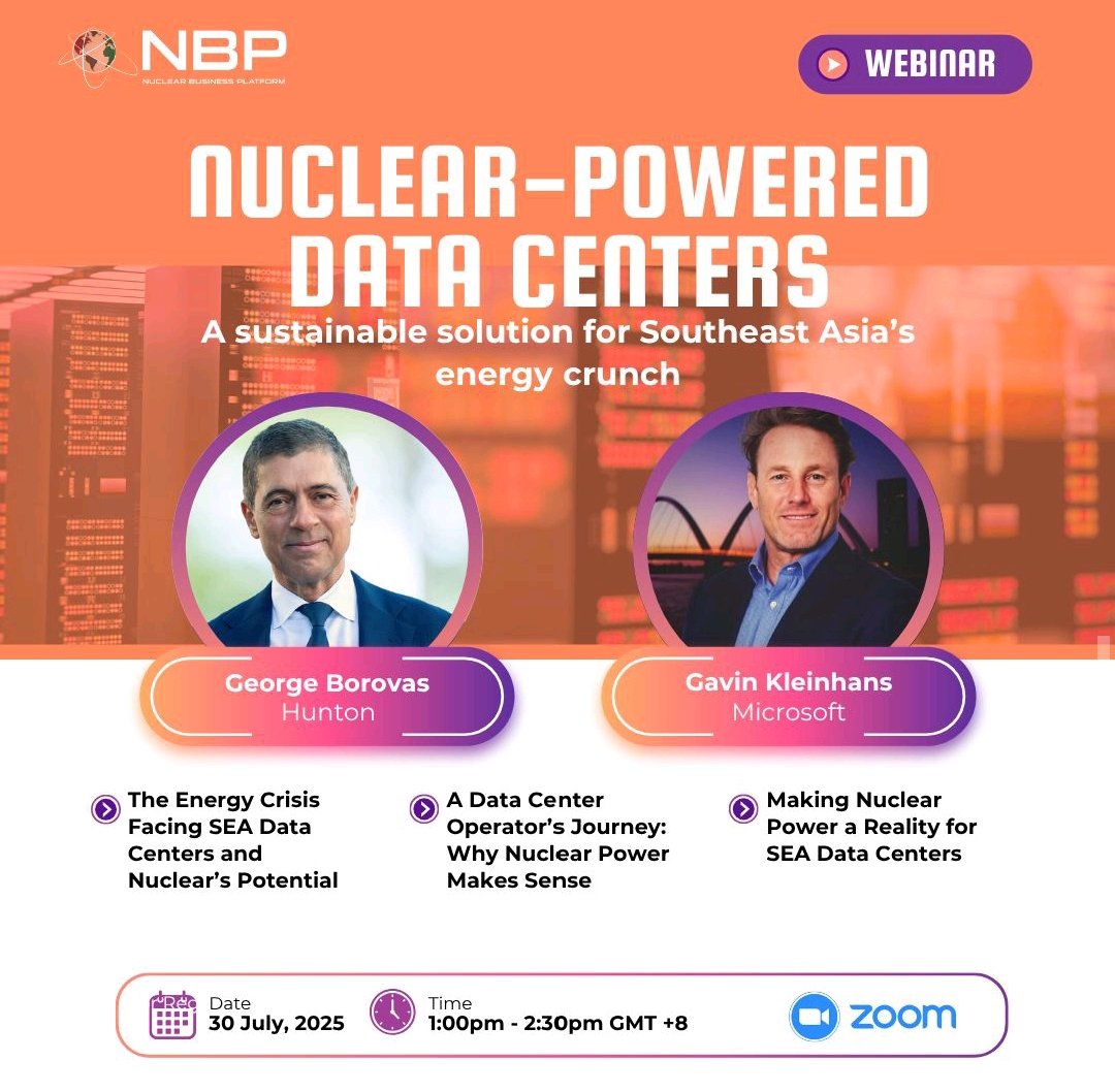 Nuclear_BP's tweet image. 📢 Powering Southeast Asia’s Digital Future with Nuclear Energy.
Southeast Asia’s data center boom is reshaping the global digital landscape, with the market projected to grow from USD 10–14 billion in 2025 to USD 14–17 billion by 2029. Yet, the energy demands of hyperscale data…