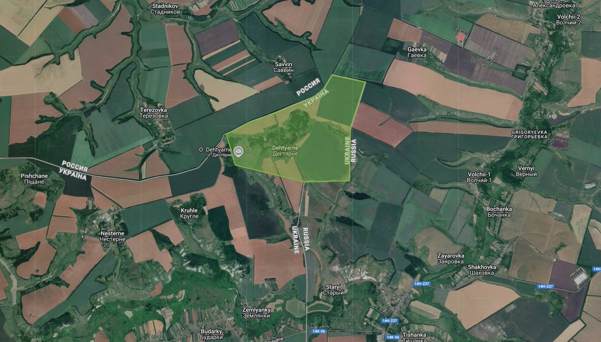 Kalibrated_Maps's tweet image. Russian forces have captured the village of Dehtyarne in the northeastern corner of the Kharkov region.