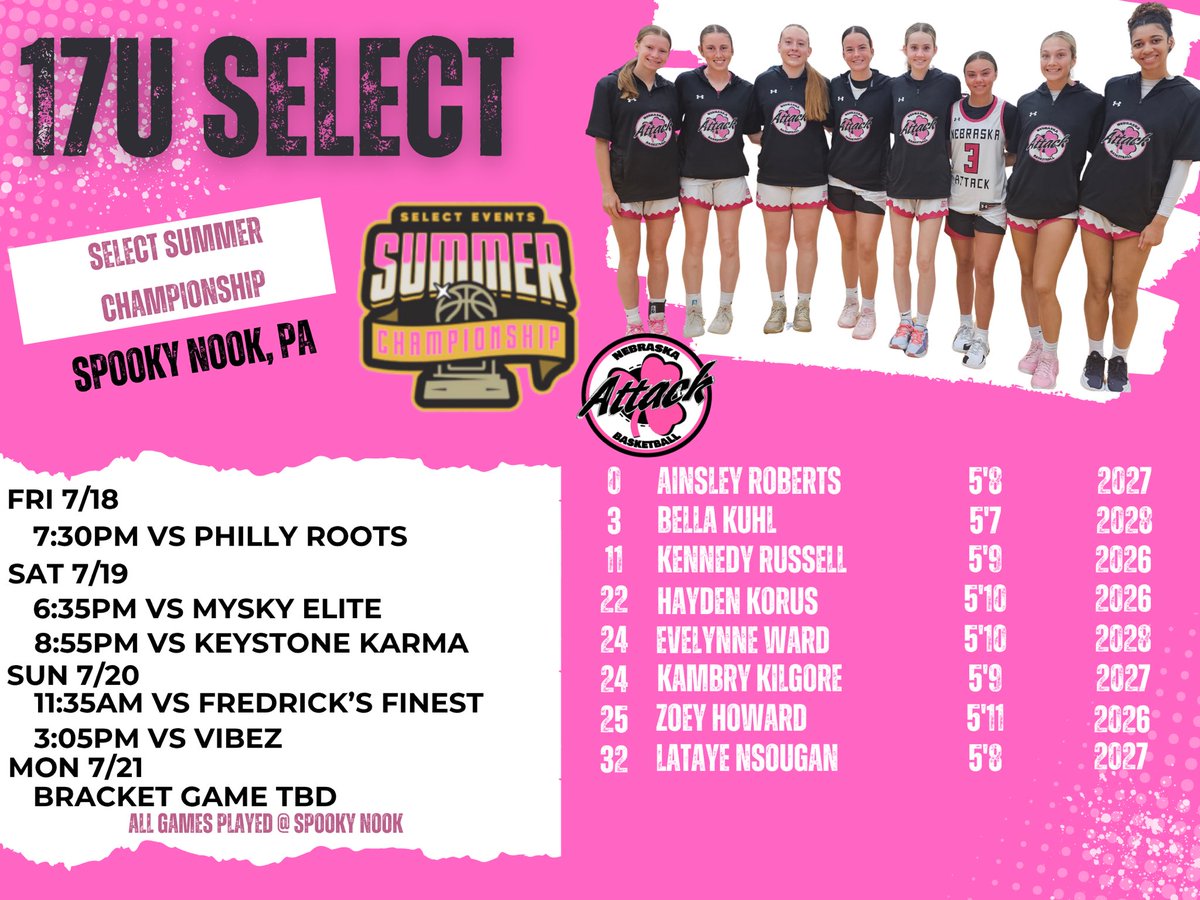 Schedules &amp; Rosters for our: 
17U Rise, 16U Rise &amp; 17U Select
teams headed to Manheim, PA
𝟕/𝟏𝟴-𝟕/𝟮𝟭 Rise and Select Finals
#HardWorkPaysOff #attackfam