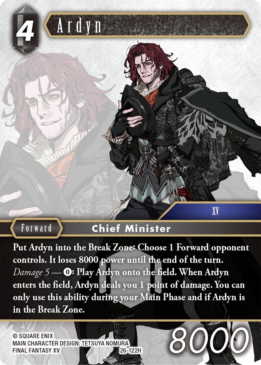 FFTCG_NA's tweet image. This week’s Card of the Week features Noctis [26-077R] with a brand-new illustration by Oreki Genya, and his rival Ardyn [26-122H]! Discover how these FINAL FANTASY XV icons clash—and complement each other—in “Gunslinger in the Abyss.” 

Read Here:
sqex.to/jHsbh