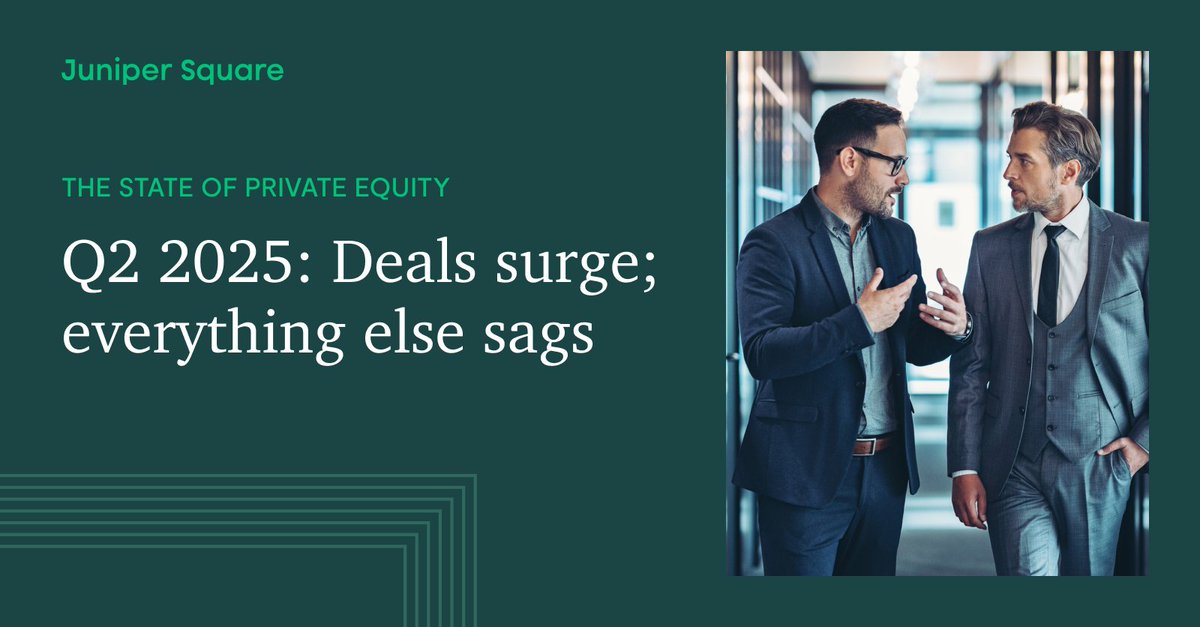 PE’s supposed 2025 rebound remains delayed. Q2 fundraising remains sluggish without megafunds. With exits stalled, dry powder alone won’t save 2025. How long can PE do the sideways shuffle? Get our Q2 breakdown → junipersquare.com/blog/pe-q2-202…