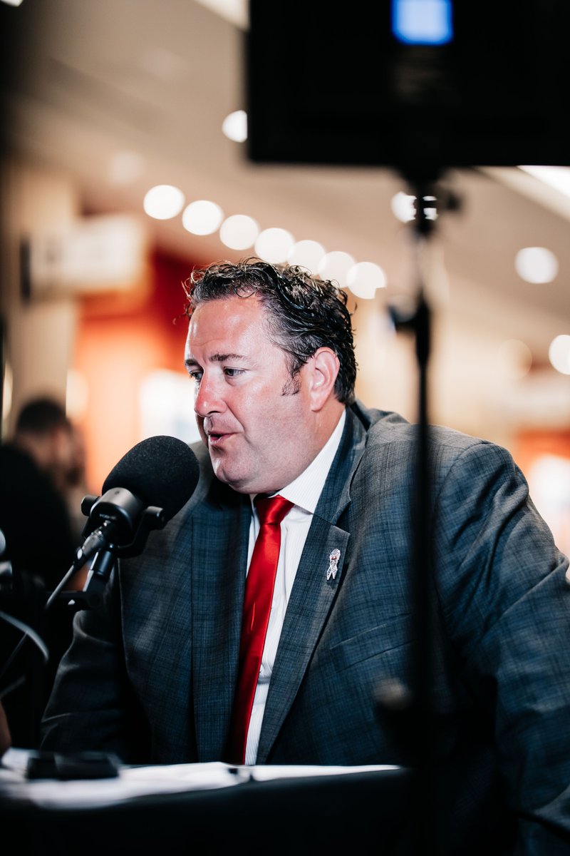 UNMLoboFB's tweet image. Good morning radio row! ๐ค @Coach_Eck
#GoLobos | ๐บ๐ | #MWFB
