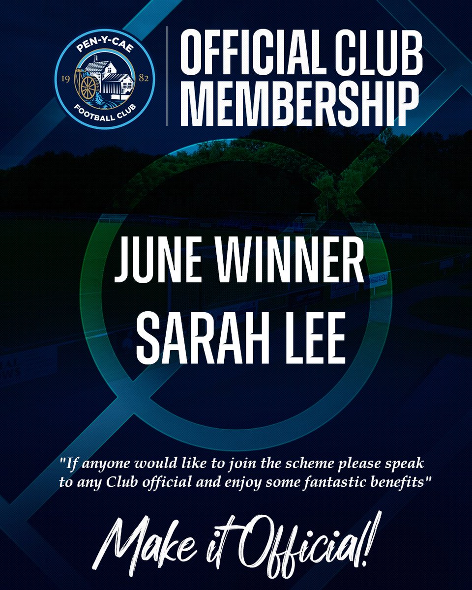 ⭐️Club Membership Scheme ⭐️
Apologies for it being late but congratulations to 𝐒𝐚𝐫𝐚𝐡 𝐋𝐞𝐞 who was the lucky winner of the £𝟏𝟎𝟎 prize for our June draw.

💙 Our Crest, Our Club, Our Community, Our Cae 💙

#MoreThanAClub #WeAreTheCae