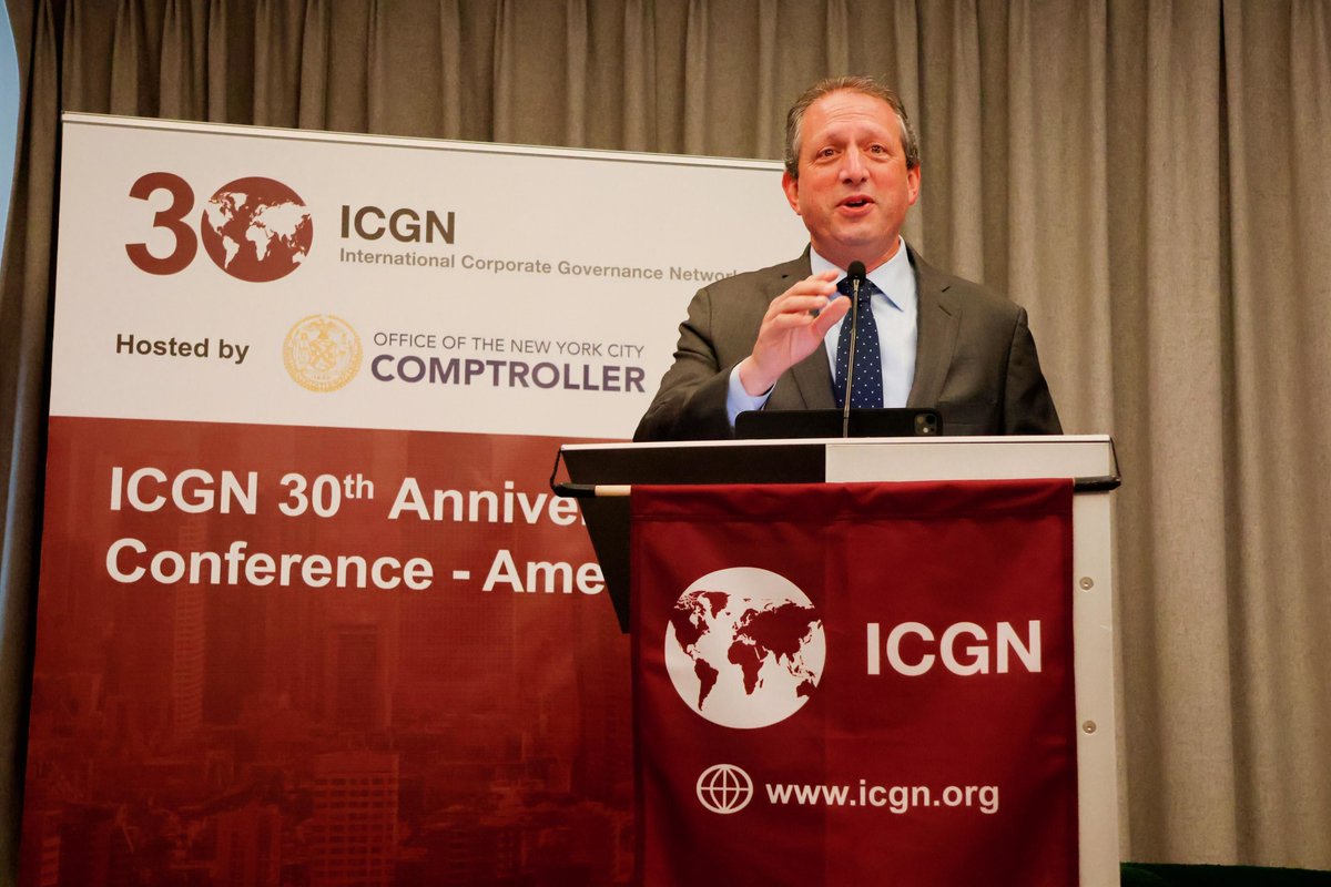 NYCComptroller's tweet image. Delighted to host and deliver the keynote address at @ICGNCorpGov's 30th Anniversary Conference!
We must continue working together to ensure that transparency, accountability, and prudent economic stewardship remain the bedrock of capital markets—in NYC, and around the globe.