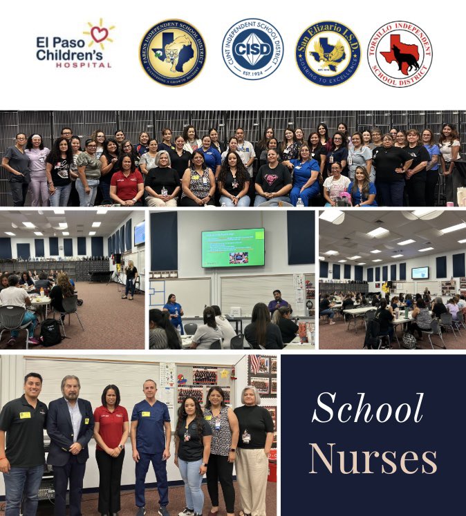 Clint ISD proudly welcomed Tornillo ISD, Fabens ISD and San Elizario ISD to our School Nurse Professional Development Day.

Thank you Janlin Ciparro and the El Paso Children's Hospital team for equipping our school nurses with valuable knowledge and tools to support student