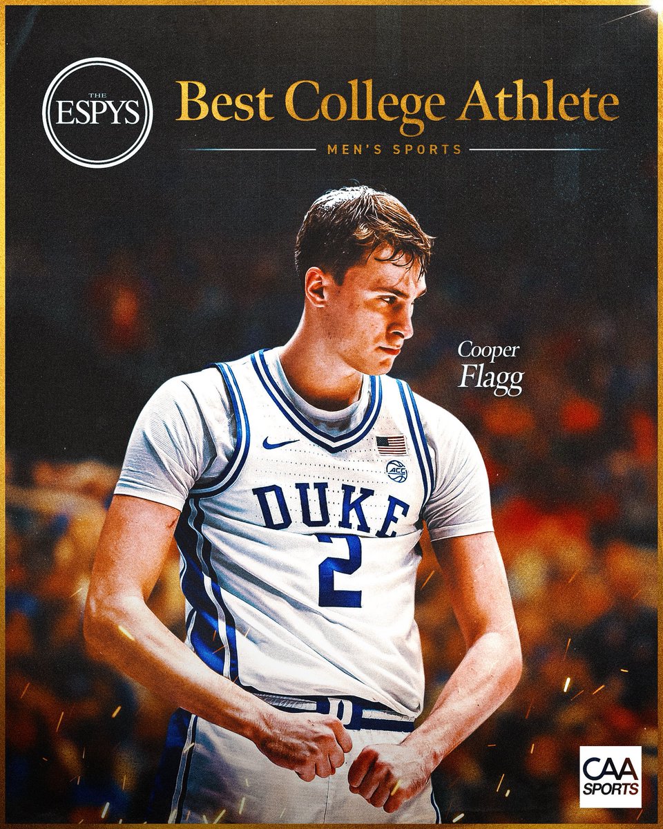CAA_Basketball's tweet image. The ESPY for the Best College Athlete - Men鈥檚 Sports goes to @Cooper_Flagg 馃弳