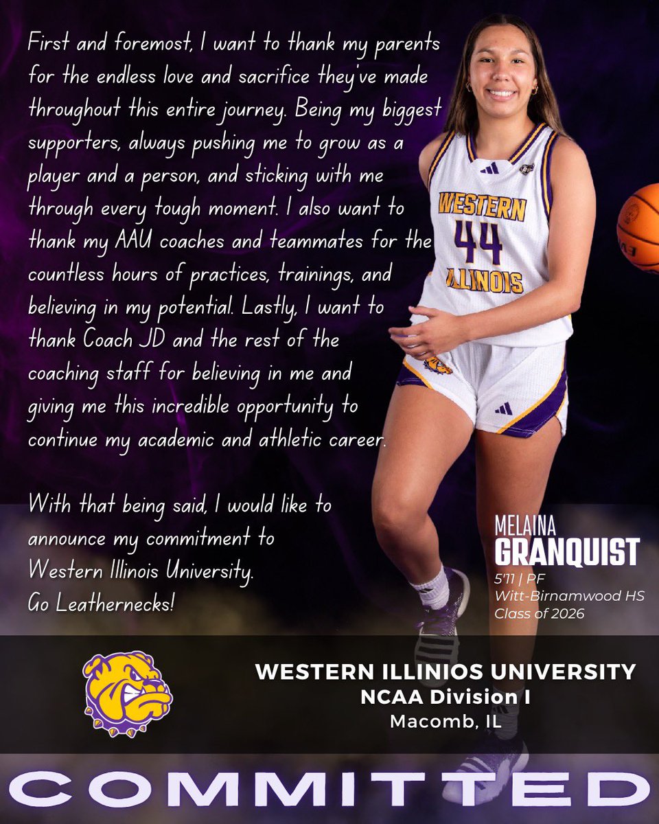 melaina42's tweet image. Committed!! Go leathernecks 💜💛 
@LisaMVanWyk @JDGravina @WIUWBB @WisconsinBlaze