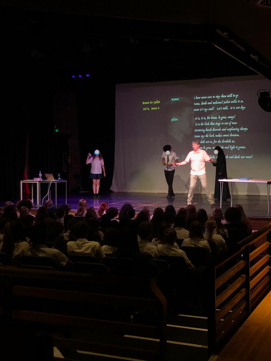 A photo from last week's Much Ado show in Dulwich. Romeo &amp; Juliet perform the 'Sweet division' scene (Act 3 Scene 5). The girl on the left is playing the crucial role of the lark 😀.