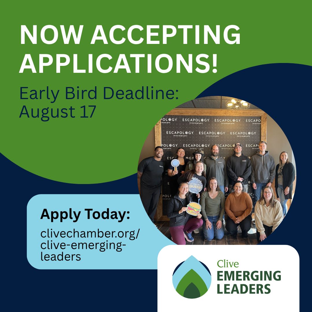 🚨 Don’t miss out! Early bird registration for the Clive Emerging Leaders program ends August 18th!
Sign up now and save $100 💸 — plus lock in your spot for this career-changing experience.
👉 Register today: clivechamber.org/about/clive-em…
#CliveYPs #EmergingLeaders #CliveChamber