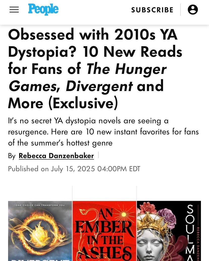 NealShusterman's tweet image. Excited to see this list come out in @People Magazine! I've been saying speculative is making a comeback.
Which are you most excited to read? And which were your favorites 10 years ago? (Has it really been that long??)
buff.ly/u38swXA
#tbr #yadystopia #dystopia